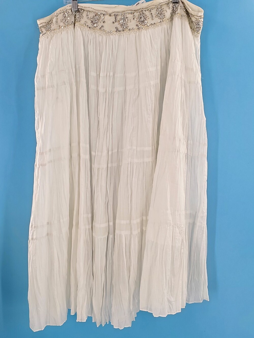 White cotton ruffle maxi skirt new with tags